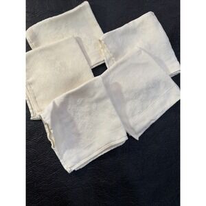 Set of 5 Vintage Linen Napkins Floral Table Linens, Bread Basket, Clean 377